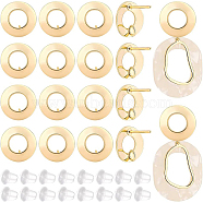 BENECREA 16Pcs Brass Stud Earring Findings, with Vertical Loops and Steel Pins, Donut, Long-Lasting Plated, Nickel Free, with 40Pcs Plastic Ear Nuts, Real 18K Gold Plated, 12x1.5mm, Hole: 2mm, Pin: 0.8mm(KK-BC0008-59)