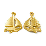 Rack Plating Alloy Pendants, Cadmium Free & Nickel Free & Lead Free, Sailing Boat Charm, Matte Gold Color, 23.5x17x2mm, Hole: 1mm(PALLOY-M202-09MG)