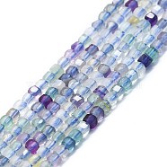 Natural Fluorite Beads Strands, Faceted, Cube, 2x2x2mm, Hole: 0.6mm, about 182pcs/strand, 15.16''~15.55''(38.5~39.5cm)(G-P457-B01-45)
