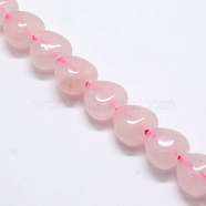 Heart Natural Rose Quartz Beads Strands, 10x10x5~7mm, Hole: 1mm, about 42pcs/strand, 15.75 inch(G-G632-01)