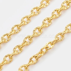 Iron Textured Cable Chains, Unwelded, with Spool, Golden, 3x2x0.6mm, about 328.08 Feet(100m)/roll(CH-0.6YHSZ-G)