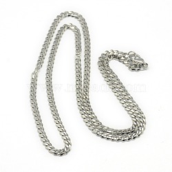 Trendy Men's 201 Stainless Steel Curb Chain Necklaces, with Lobster Claw Clasps, Stainless Steel Color, 21.65 inch(55cm)(NJEW-L043A-42P)