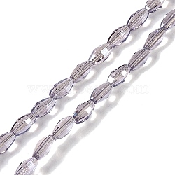 Electroplate Glass Beads Strands, Pearl Luster Plated, Faceted, Oval, Thistle, 7.5x4.5mm, Hole: 0.9mm, about 60pcs/strand, 17.32''(44cm)(GLAA-Q101-03B-PL01)