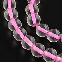 Color Inside Spray Painted Glass Bead Strands, Round, Orchid, 8mm, Hole: 1.3~1.6mm, about 104pcs/strand, 32.7 inches(DGLA-R050-8mm-53)