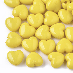 Opaque Acrylic Beads, Heart, Gold, 10x11x6mm, Hole: 2mm, about 1267pcs/500g(SACR-10X11-14)
