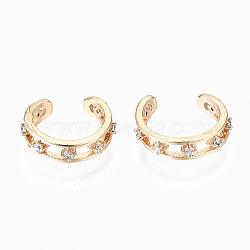 Brass Micro Pave Clear Cubic Zirconia Cuff Earrings, Nickel Free, Ring, Real 18K Gold Plated, 12x3mm, Inner Diameter: 12mm (X-KK-S356-152G-NF)