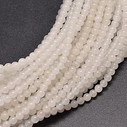 Natural White Jade Round Bead Strands, 6mm, Hole: 1mm, about 85~90pcs/strand, 15 inch(G-P072-08-6mm)