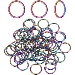 60Pcs Ion Plating(IP) 304 Stainless Steel Jump Rings, Round Ring, Open Jump Rings, Rainbow Color, 18 Gauge, 12x1mm, Inner Diameter: 10mm(STAS-CA0001-72)