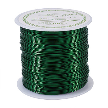 Round Copper Wire Copper Beading Wire for Jewelry Making, Long-Lasting Plated, Green, 22 Gauge, 0.6mm, about 59.05 Feet(18m)/roll