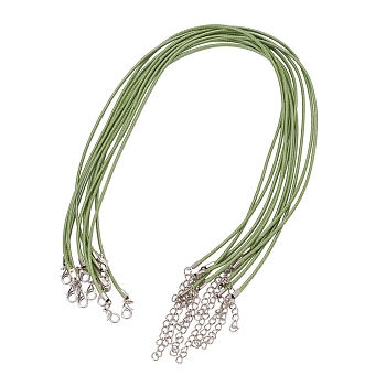 Waxed Cord Necklace Making, with Zinc Alloy Lobster Clasps, Platinum, Yellow Green, 17.8 inch~18 inch(45.5~46cm), 2mm