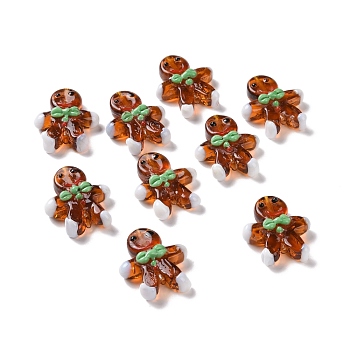 Gingerbread Man Handmade Lampwork Beads, Sienna, 27.5~28.5x23.5~24.5x7.5~8mm, Hole: 1.2mm