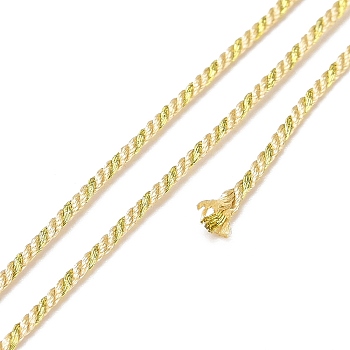 Polycotton Filigree Cord, Braided Rope, with Plastic Reel, for Wall Hanging, Crafts, Gift Wrapping, Pale Goldenrod, 1.2mm, about 27.34 Yards(25m)/Roll