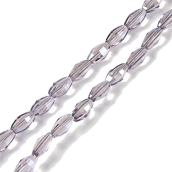 Electroplate Glass Beads Strands, Pearl Luster Plated, Faceted, Oval, Thistle, 7.5x4.5mm, Hole: 0.9mm, about 60pcs/strand, 17.32''(44cm)