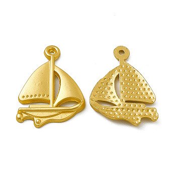 Rack Plating Alloy Pendants, Cadmium Free & Nickel Free & Lead Free, Sailing Boat Charm, Matte Gold Color, 23.5x17x2mm, Hole: 1mm