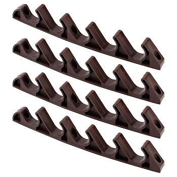 Plastic Hook Hangers, Vertical Hook Rack, 5 Hooks Rail, for Outdoor Folding Lounge Chair, Coconut Brown, 250x17x38mm, Hole: 5mm