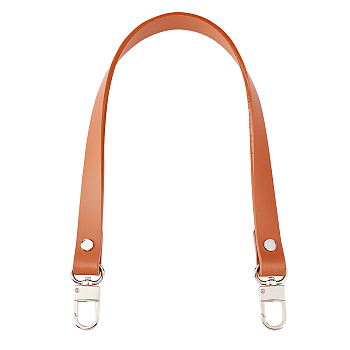 Cowhide Leather Bag Handles, with Alloy Swivel Clasps, for Bag Replacement Accessories, Chocolate, 54x1.85x1.35cm
