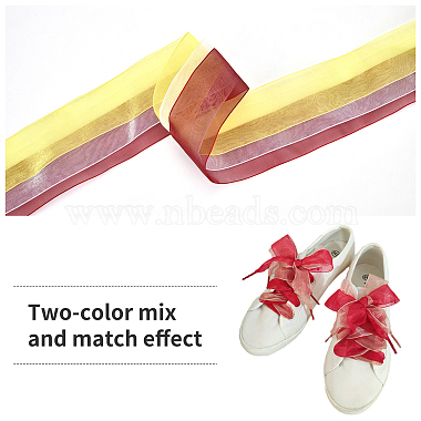 Gorgecraft 6 Pairs 6 Colors Flat Transparency Polyester Chiffon Shoelaces(DIY-GF0004-49B)-6
