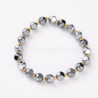 Bracelets extensibles en perles de pierre terahertz(BJEW-Z007-B-02)-2