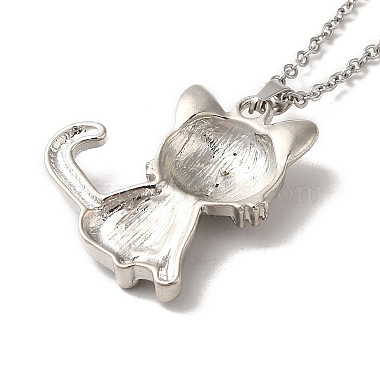 Alloy Rhinestone Cat Pandant Necklace with Cable Chains(NJEW-K248-01P-03)-3