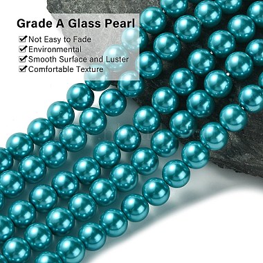 Brins de perles rondes en verre teinté écologique(HY-A002-8mm-RB073)-3