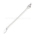 304 Stainless Steel Chain Extender with Oval Charms, Stainless Steel Color, 74mm(STAS-G383-07P)