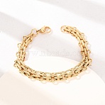 3-Tie 304 Stainless Steel Multi-stand Oval Link Chain Bracelets for Women Men, PVD Vacuum Plating, Long-Lasting Plated, Golden, 8.19 inch(20.8cm)(BJEW-F529-06G)