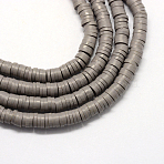Handmade Polymer Clay Beads, Disc/Flat Round, Heishi Beads, Slate Gray, 4x1mm, Hole: 1mm, about 380~400pcs/strand, 17.7 inch(X-CLAY-R067-4.0mm-41)