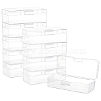 10Pcs Transparent Plastic Storage Boxes, Bead Containers with Hinged Lid, Rectangle, Clear, 16.3x6.57x4.62cm(CON-BC0007-78B)