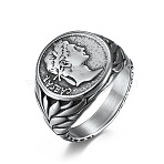 Caesar Pattern 304 Stainless Steel Finger Rings, Stainless Steel Color, US Size 8(18.1mm)(FS-WG94254-02)