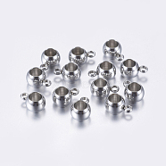 304 Stainless Steel Tube Bails, Loop Bails, Bail Beads, Rondelle, Stainless Steel Color, 9x6x5mm, Hole: 1.5mm, Inner Diameter: 4mm(STAS-L198-16C)