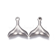 304 Stainless Steel Pendants, Whale Tail Shape, Stainless Steel Color, 11x11x1.5mm, Hole: 1.2mm(X-STAS-F207-06P-A)