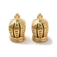 304 Stainless Steel Beads, Crown, Real 18K Gold Plated, 12.5x7.5x8.5mm, Hole: 4mm(STAS-I203-40G)