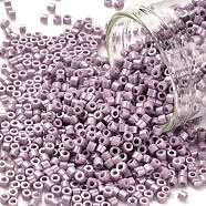 Cylinder Seed Beads, Opaque Colours Luster, Uniform Size, Lilac, 2x1.5mm, Hole: 0.8mm, about 40000pcs/bag, about 450g/bag(SEED-H001-H18)