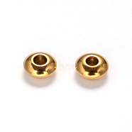 Flat Round Ion Plating(IP) 304 Stainless Steel Spacer Beads, Golden, 6x3mm, Hole: 2mm(STAS-M237-02)