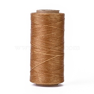 Waxed Polyester Cord, Micro Macrame Cord, Waxed Sewing Thread, Flat, Dark Goldenrod, 0.8mm, about 284.33 yards(260m)/roll(YC-I003-A04)