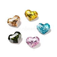 Glass Rhinestone Cabochons, Pointed Back & Back Plated, Heart, Mixed Color, 8.5x10x4.2mm(RGLA-J032-B-TG)