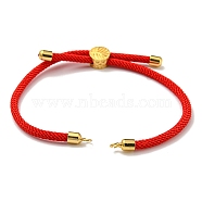 Nylon Cords Bracelet Makings Fit for Connector Charms, with Golden Brass Tree Slider Beads, Long-Lasting Plated, Red, 8-5/8 inch(22cm), Hole: 1.9mm(AJEW-P116-01G-11)