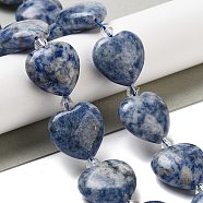 Natural Blue Spot Jasper Beads Strands, Heart, with Seed Beads, 19~19.5x20x10mm, Hole: 1.5mm, about 17pcs/strand, 15.75 inch(40cm)(G-C150-A27-01)