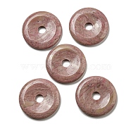 Natural Rhodonite Pendants, Donut/Pi Disc Charms, 50x6.5~7.5mm, Hole: 10mm(G-P532-01A-16)