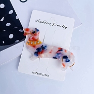 Cute Dog Cellulose Acetate(Resin) Alligator Hair Clips, with Alloy Clips and Rhinestone, for Women Girls, Midnight Blue, 45x85mm(PW-WG28269-03)