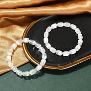 Dyed Natural Selenite Column Beaded Stretch Bracelets for Women, Light Cyan, 3/8x1/2 inch(0.85x1.25cm), Inner Diameter: 2-1/4 inch(5.6cm)(BJEW-I312-05D)