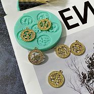 Constellation Pendants Food Grade Silicone Molds, Resin Casting Molds, UV Resin & Epoxy Resin Jewelry Making, Flat Round, Turquoise, 69x7mm, Inner Diameter: 22x20mm(BG-TAC0003-01)