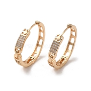 Brass Micro Pave Cubic Zirconia Hoop Earrings, Rectangle, Light Gold, 24.5x4mm(EJEW-M238-41KCG)