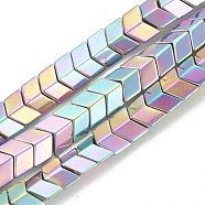 Electroplate Non-magnetic Synthetic Hematite Beads Strands, Arrow, Rainbow Plated, 5x6x3mm, Hole: 1mm, about 110pcs/strand, 15.7 inch(G-T061-118C)