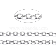Brass Flat Oval Cable Chains, Unwelded, with Spool, Cadmium Free & Lead Free, Platinum, 3.5x3x0.5mm, about 301.83 Feet(92m)/roll(CHC025Y-N)
