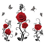 PVC Wall Stickers, Wall Decoration, for Valentine's Day, Rose Pattern, 740x290mm, 2pcs/set(DIY-WH0228-601)