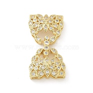 Brass Micro Pave Clear Cubic Zirconia Fold Over Clasps, Bowknot, Golden, 32mm(KK-Z083-04G)