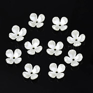 4-Petal ABS Plastic Imitation Pearl Bead Caps, Flower, Creamy White, 10.5x10.5x4.5mm, Hole: 1.5mm(X-OACR-S020-31)