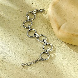 304 Stainless Steel Bracelet for Women, Round, Stainless Steel Color, 8-1/2 inch(21.5cm), Round: 20mm(BJEW-U009-03P)