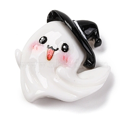 Halloween Theme Cartoon Resin Decoden Cabochons, Ghost, 28.5x27x9mm(CRES-Z011-01D)